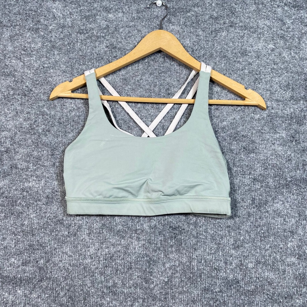 Lululemon Crossback Sports Bra Sage Green Strappy Back Size‎ 6 LW254OS